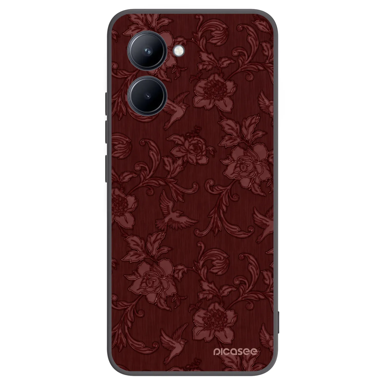 Picasee crna silikonska maskica za Realme C33 (2023) - Red Elegance