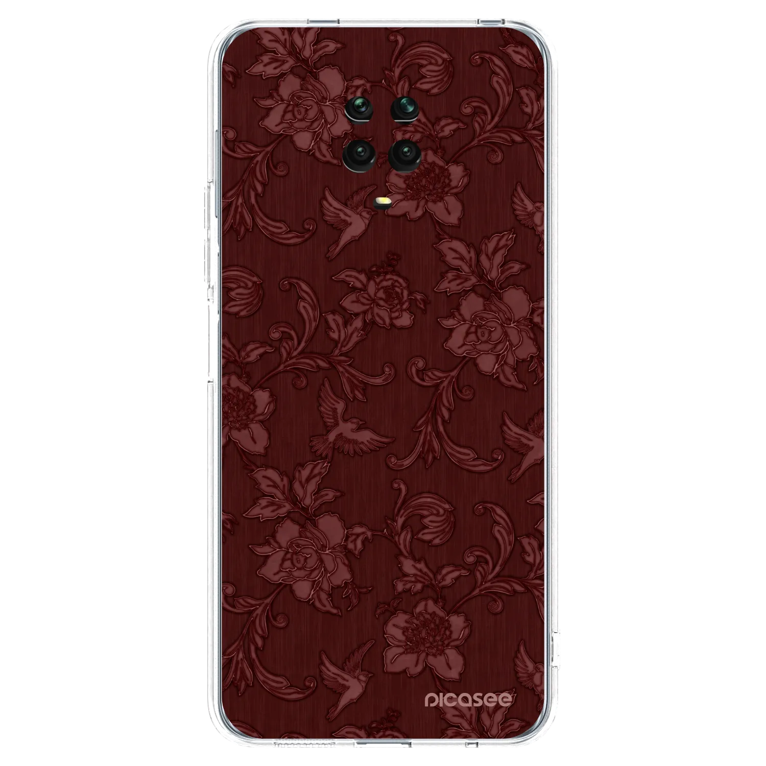 Picasee silikonska prozirna maskica za Xiaomi Redmi Note 9S - Red Elegance