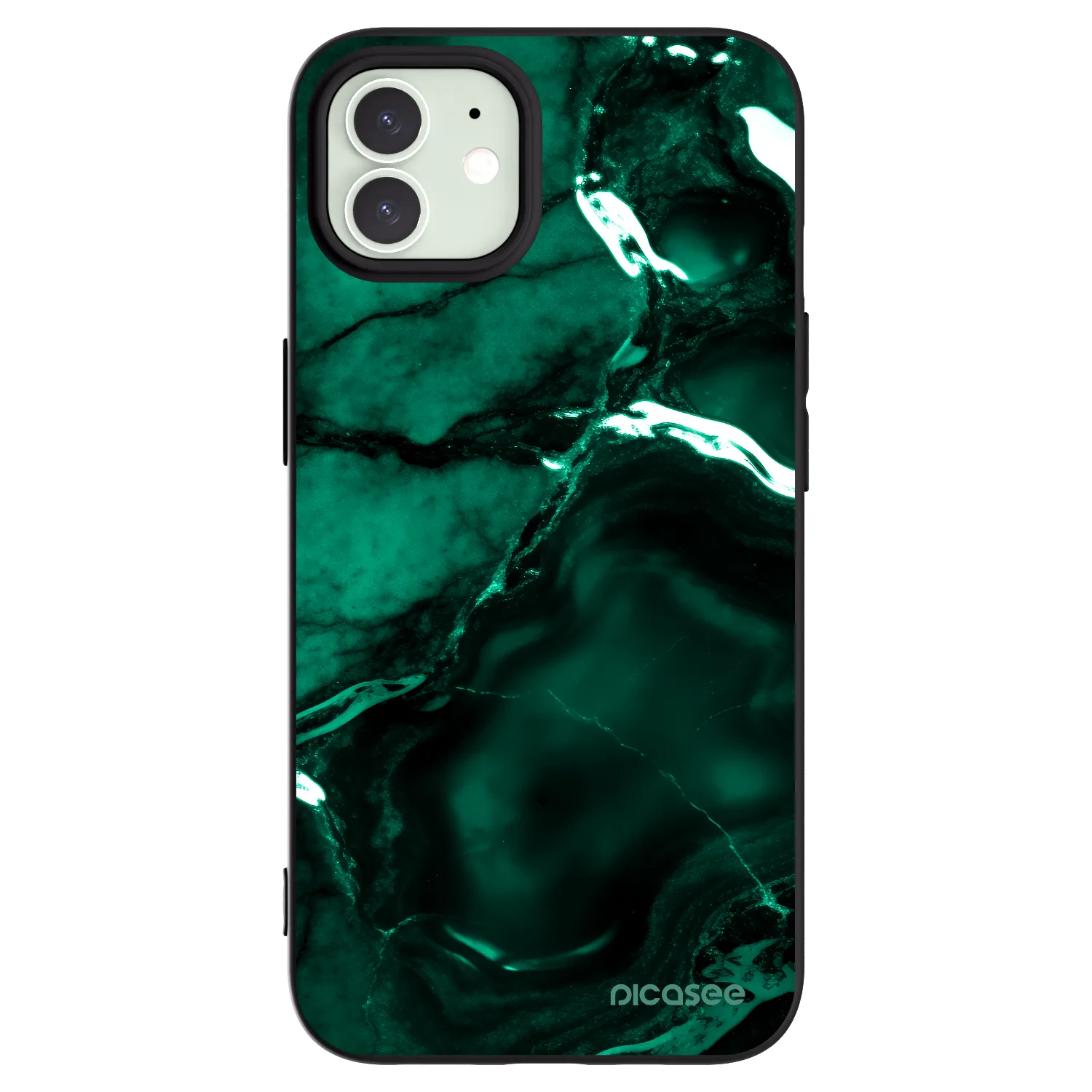 Picasee crna silikonska maskica za Apple iPhone 12 Pro - Dark emerald