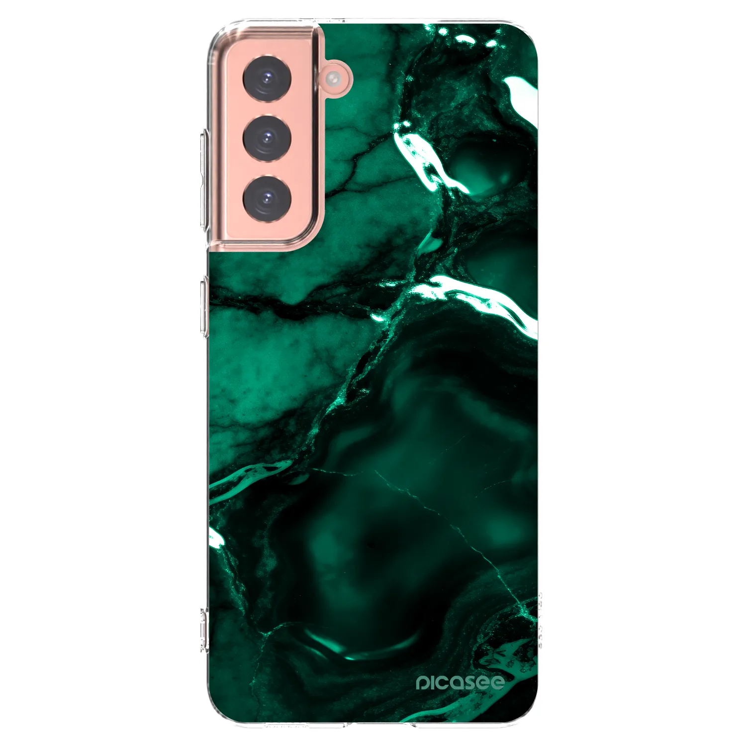 Picasee silikonska prozirna maskica za Samsung Galaxy S21 5G G991B - Dark emerald