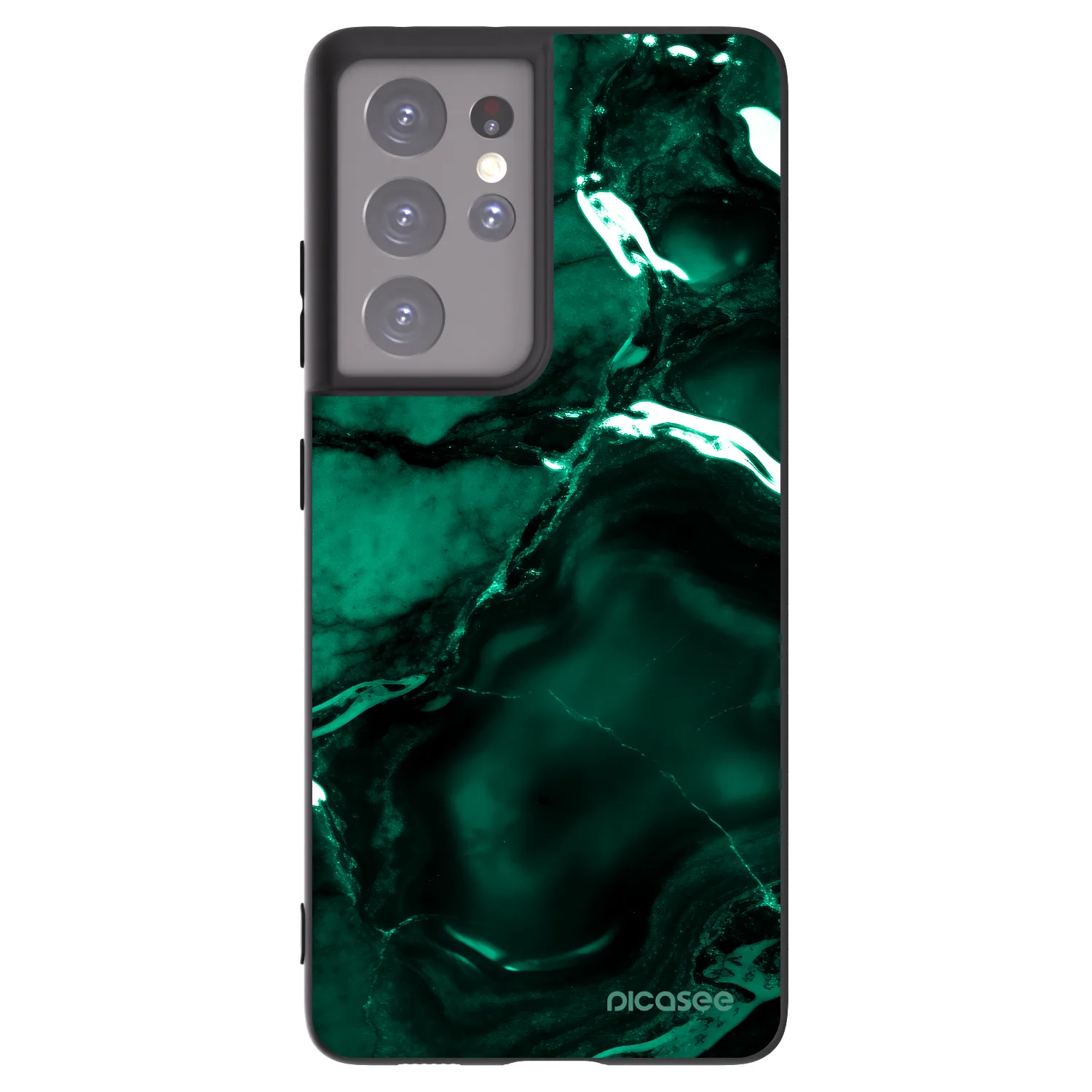 Picasee crna silikonska maskica za Samsung Galaxy S21 Ultra 5G G998B - Dark emerald
