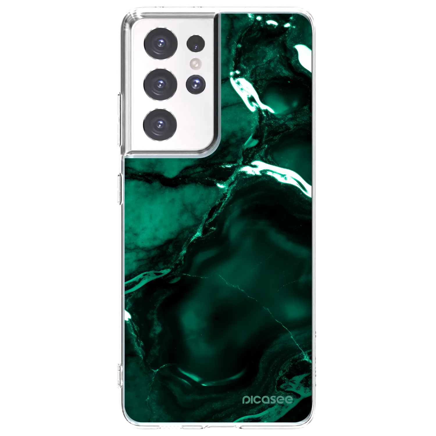 Picasee silikonska prozirna maskica za Samsung Galaxy S21 Ultra 5G G998B - Dark emerald