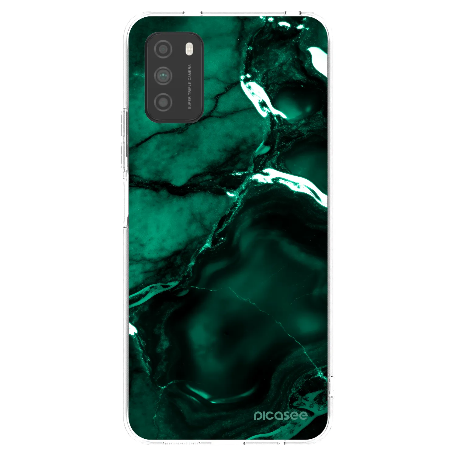 Picasee silikonska prozirna maskica za Xiaomi Poco M3 - Dark emerald