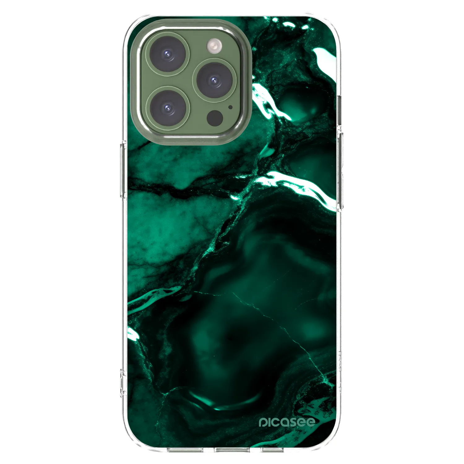 Picasee silikonska prozirna maskica za Apple iPhone 13 Pro - Dark emerald