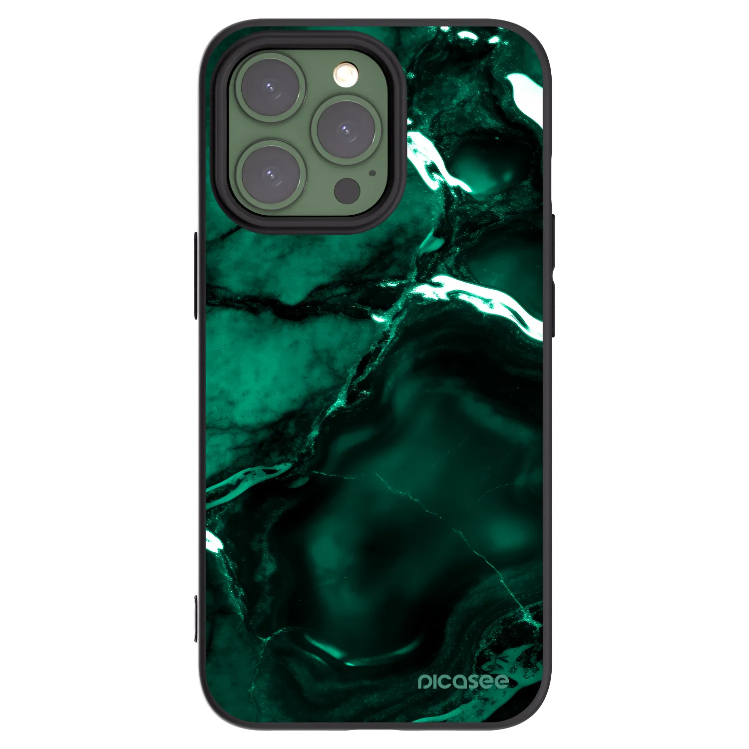 Picasee crna silikonska maskica za Apple iPhone 13 Pro - Dark emerald