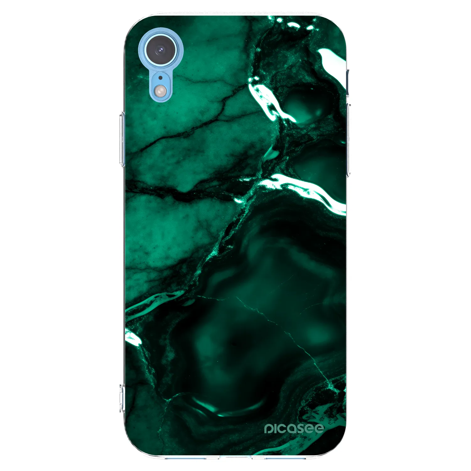 Picasee silikonska prozirna maskica za Apple iPhone XR - Dark emerald