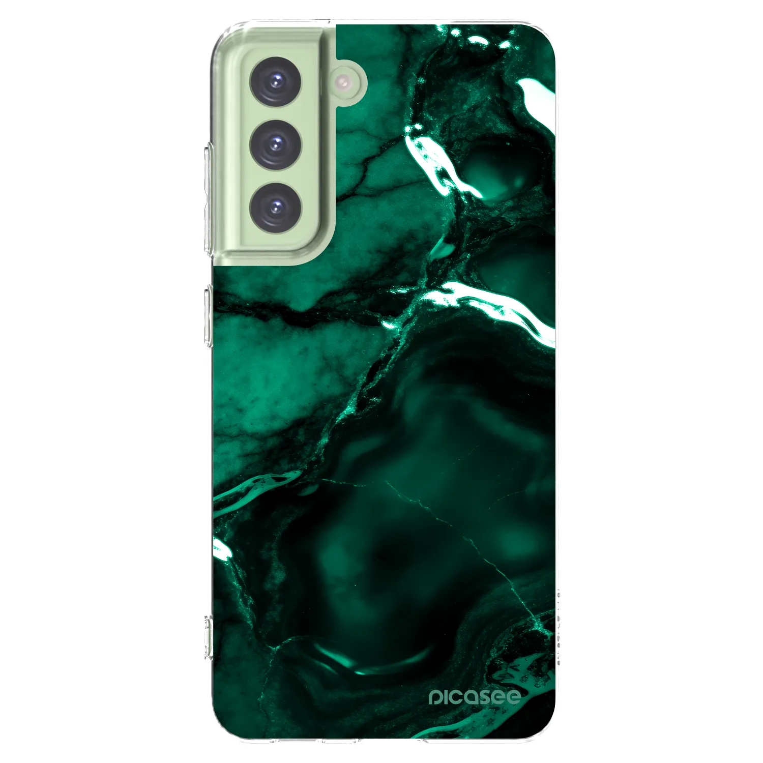 Picasee silikonska prozirna maskica za Samsung Galaxy S21 FE 5G - Dark emerald
