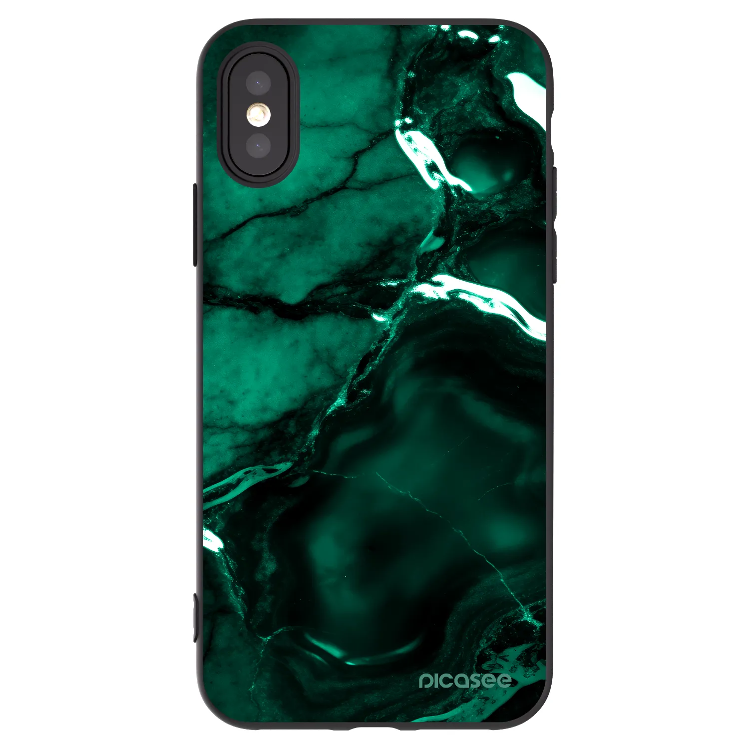 Picasee crna silikonska maskica za Apple iPhone X/XS - Dark emerald