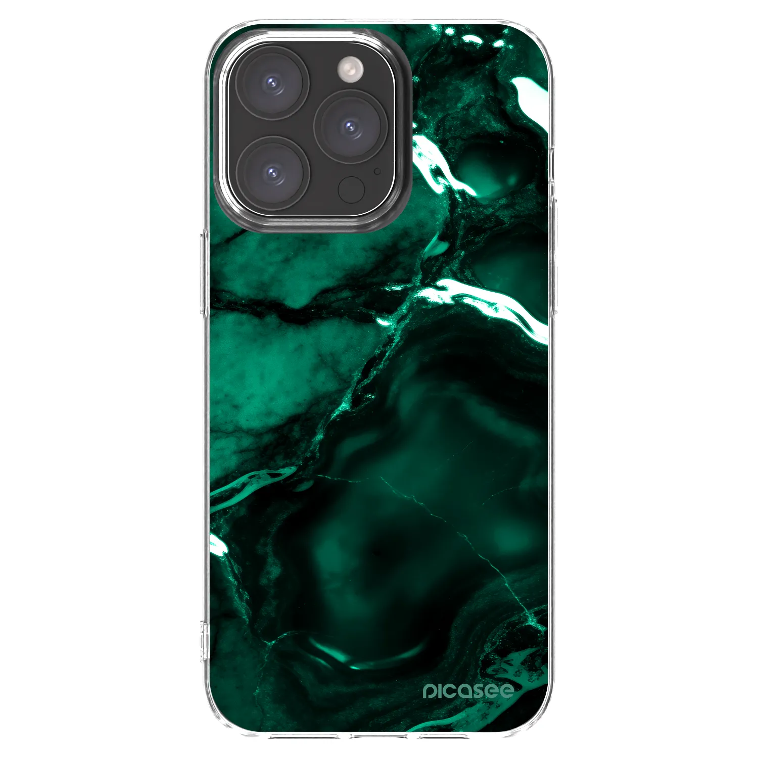 Picasee silikonska prozirna maskica za Apple iPhone 15 Pro Max - Dark emerald