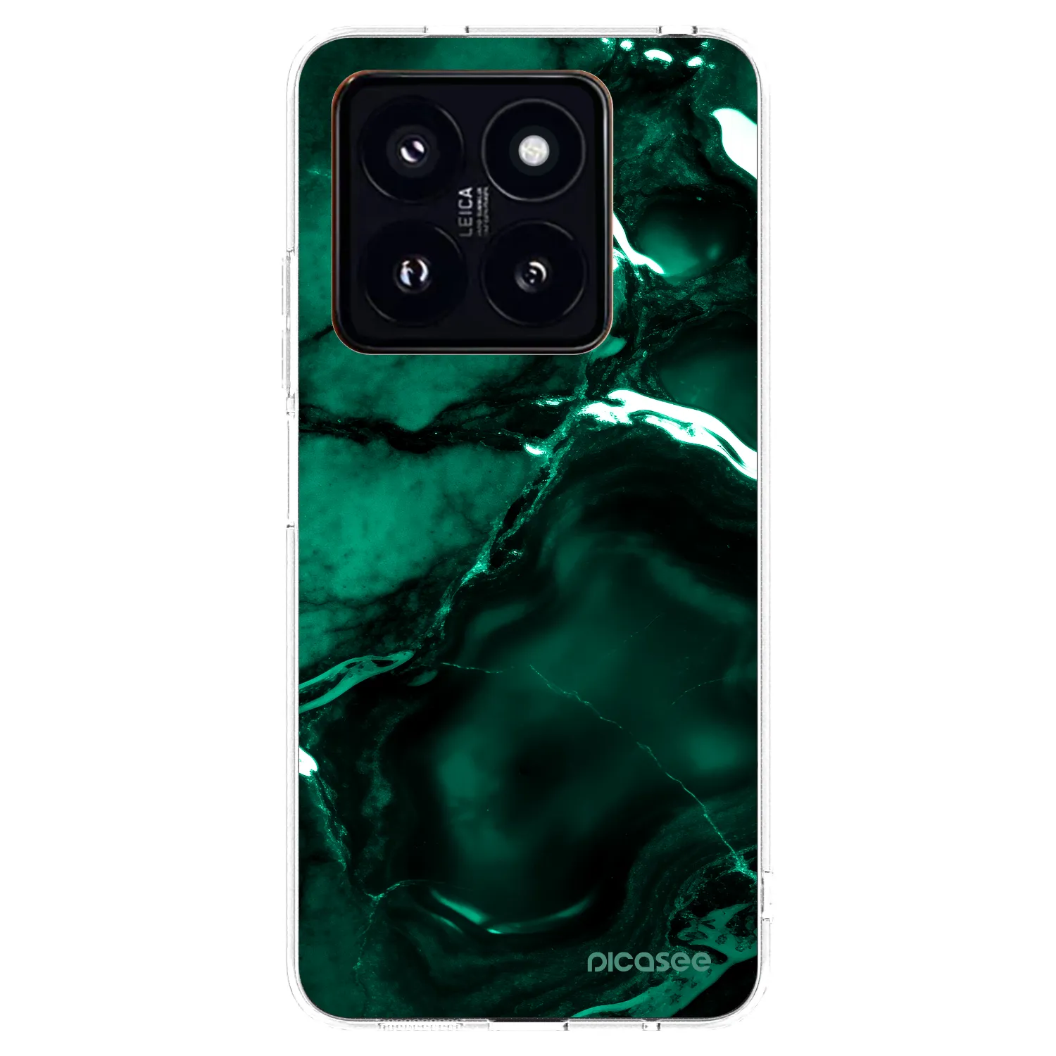 Picasee silikonska prozirna maskica za Xiaomi 14 Pro - Dark emerald