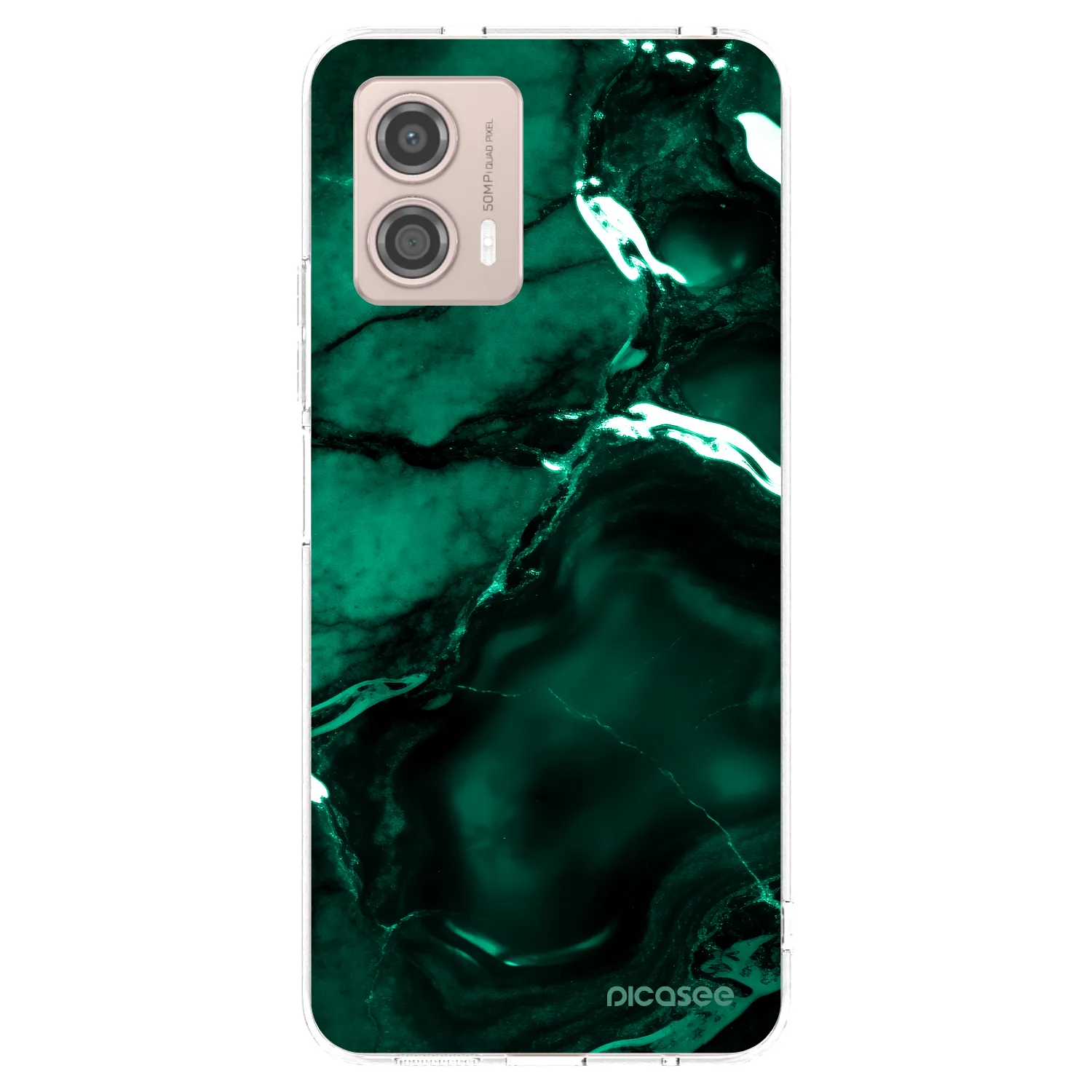 Picasee silikonska prozirna maskica za Motorola Moto G53 5G - Dark emerald