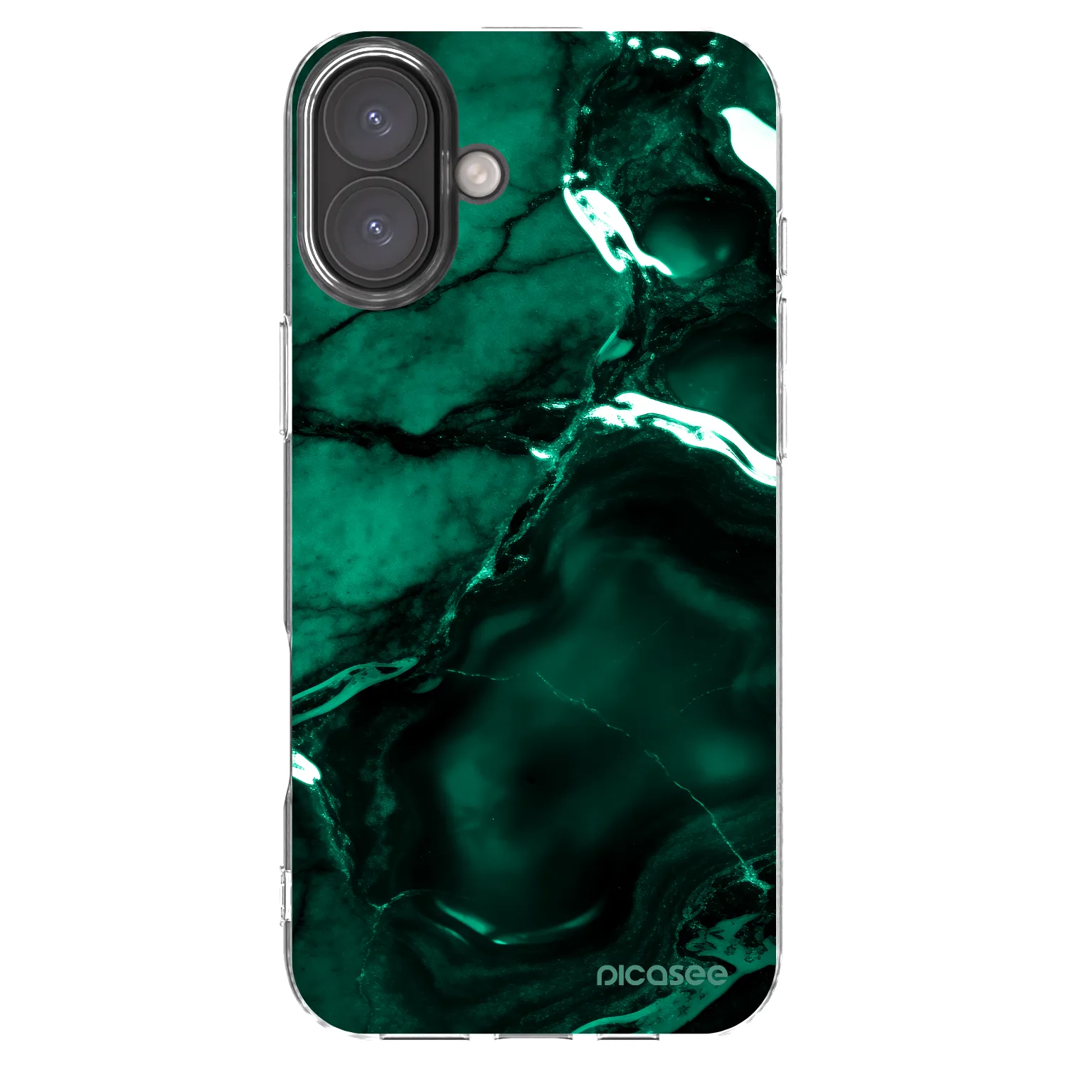 Picasee silikonska prozirna maskica za Apple iPhone 16 Plus - Dark emerald