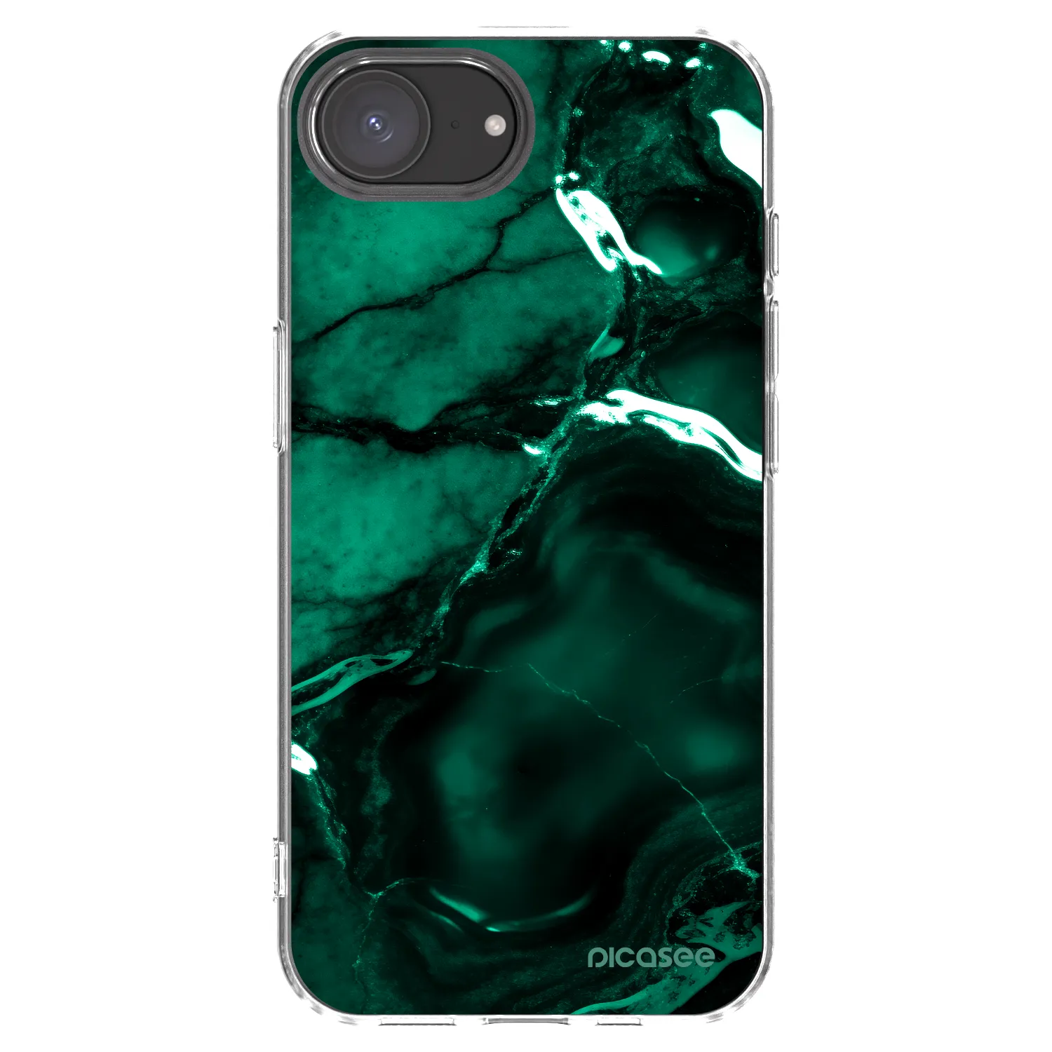 Picasee silikonska prozirna maskica za Apple iPhone 16e - Dark emerald