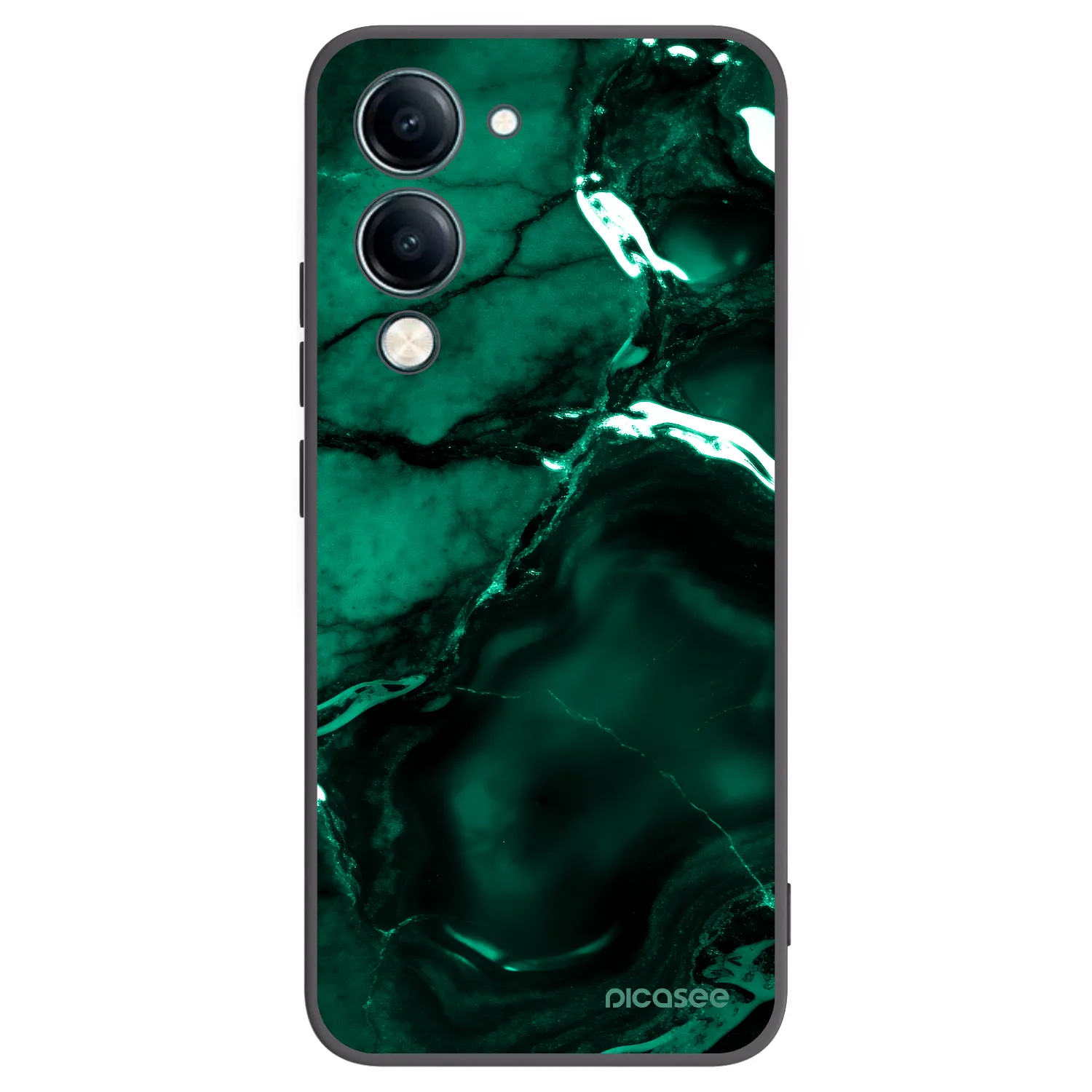 Picasee crna silikonska maskica za Vivo Y29s 5G - Dark emerald