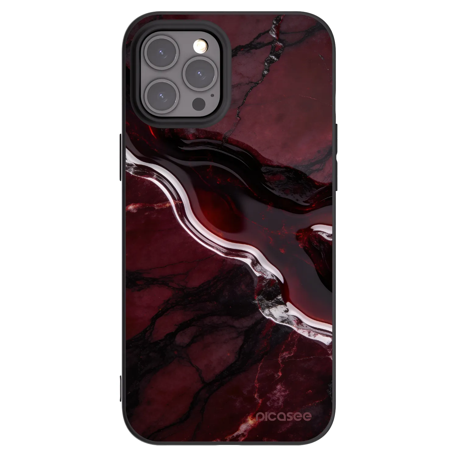 Picasee crna silikonska maskica za Apple iPhone 12 Pro Max - Cherry stone