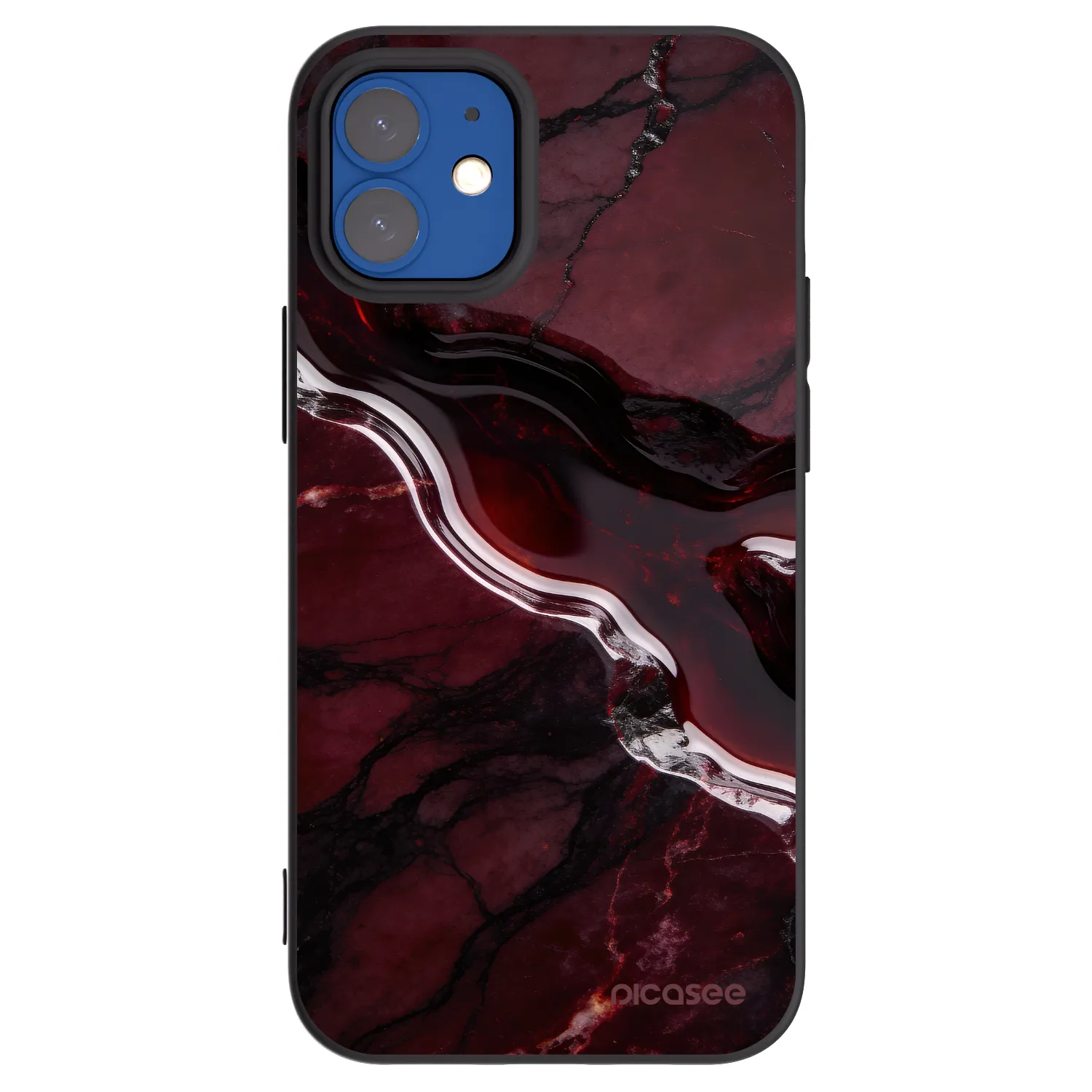 Picasee crna silikonska maskica za Apple iPhone 12 mini - Cherry stone