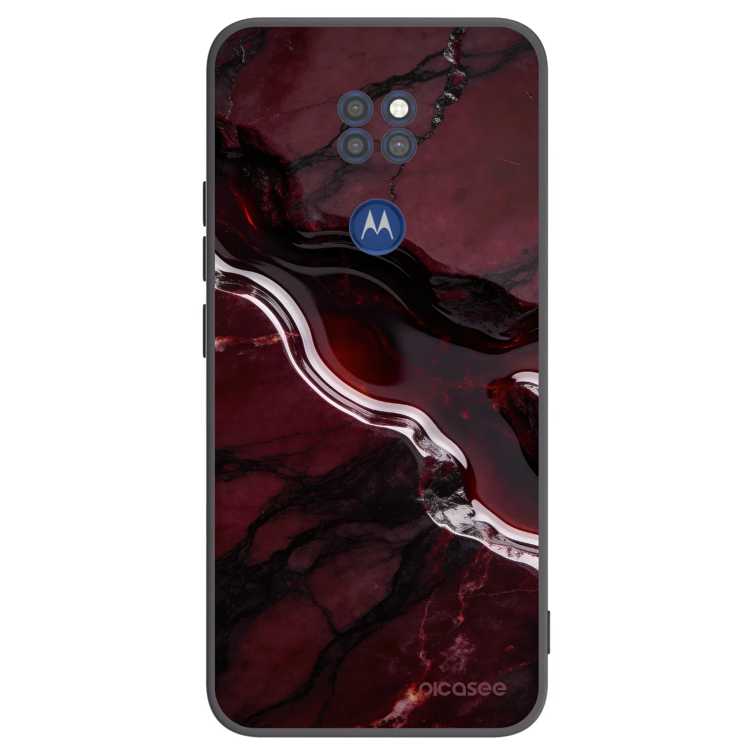 Picasee crna silikonska maskica za Motorola Moto G9 Play - Cherry stone