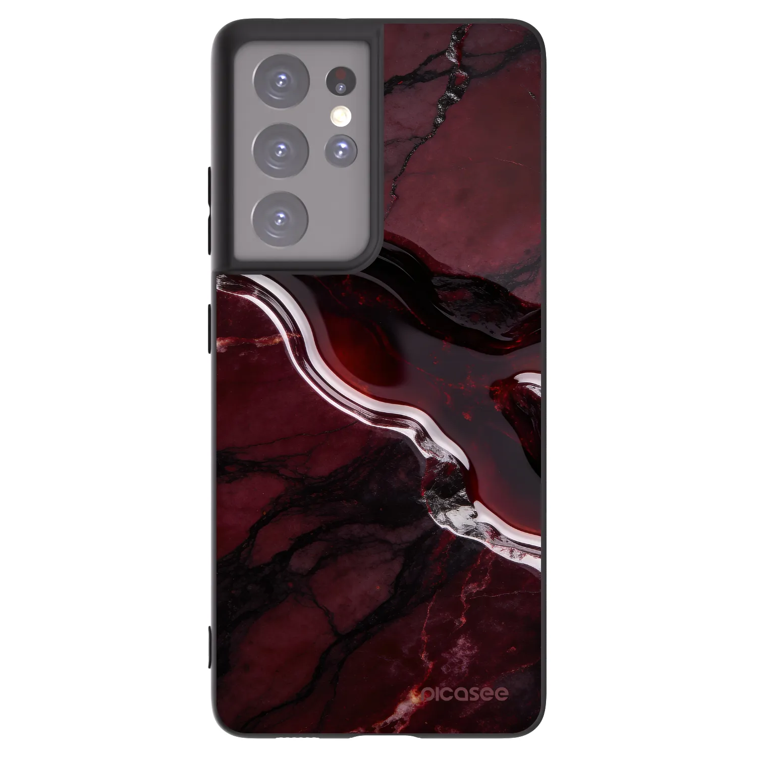 Picasee crna silikonska maskica za Samsung Galaxy S21 Ultra 5G G998B - Cherry stone