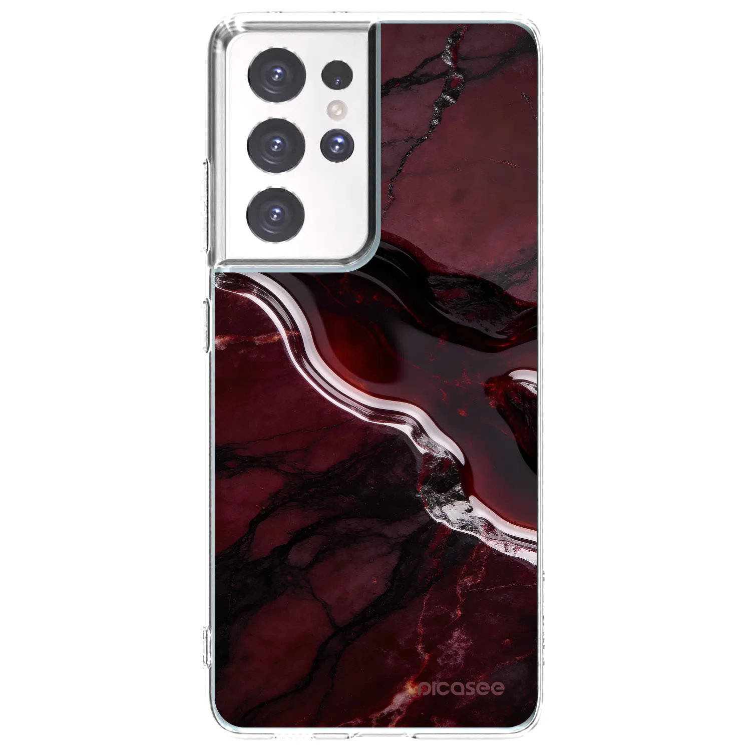 Picasee silikonska prozirna maskica za Samsung Galaxy S21 Ultra 5G G998B - Cherry stone