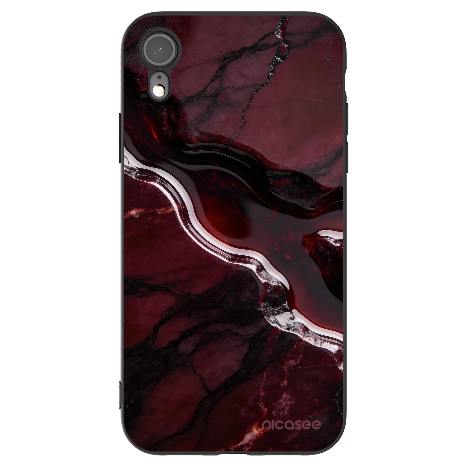Picasee crna silikonska maskica za Apple iPhone XR - Cherry stone