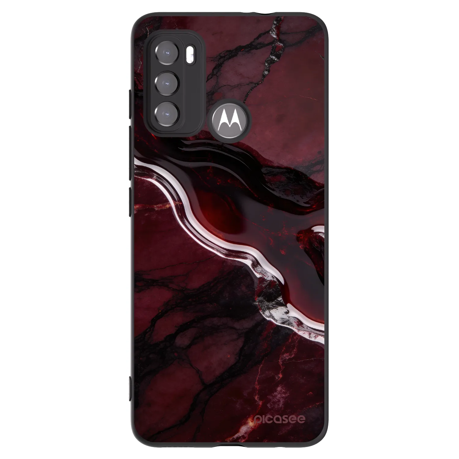 Picasee crna silikonska maskica za Motorola Moto G60 - Cherry stone
