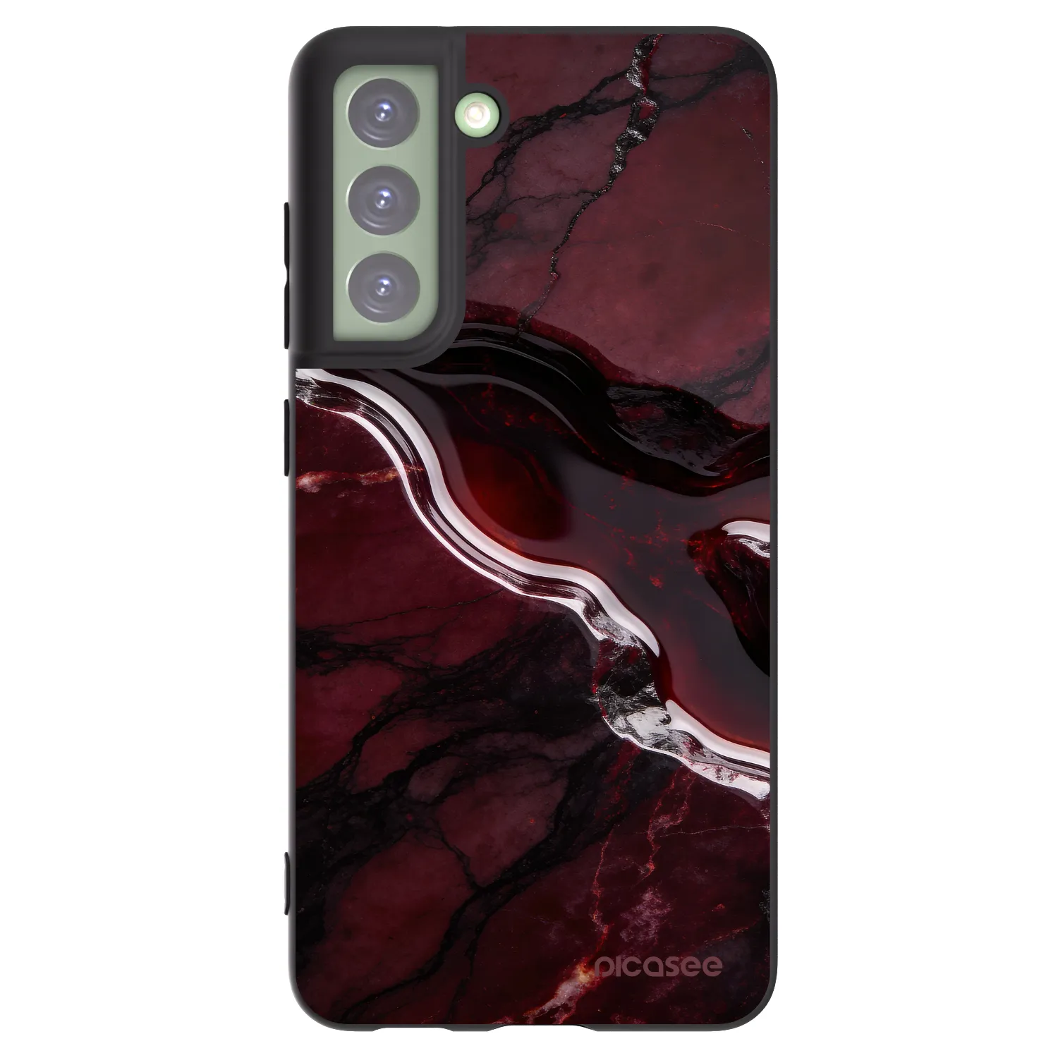 Picasee crna silikonska maskica za Samsung Galaxy S21 FE 5G - Cherry stone