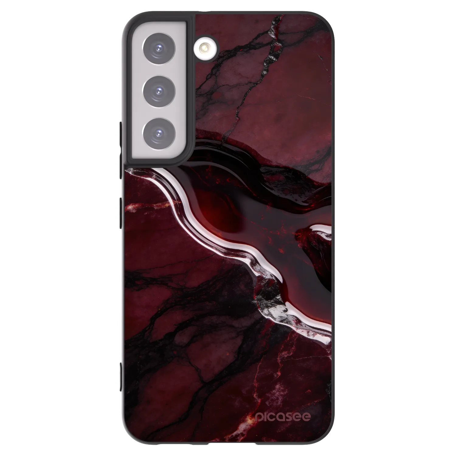 Picasee crna silikonska maskica za Samsung Galaxy S22 5G - Cherry stone