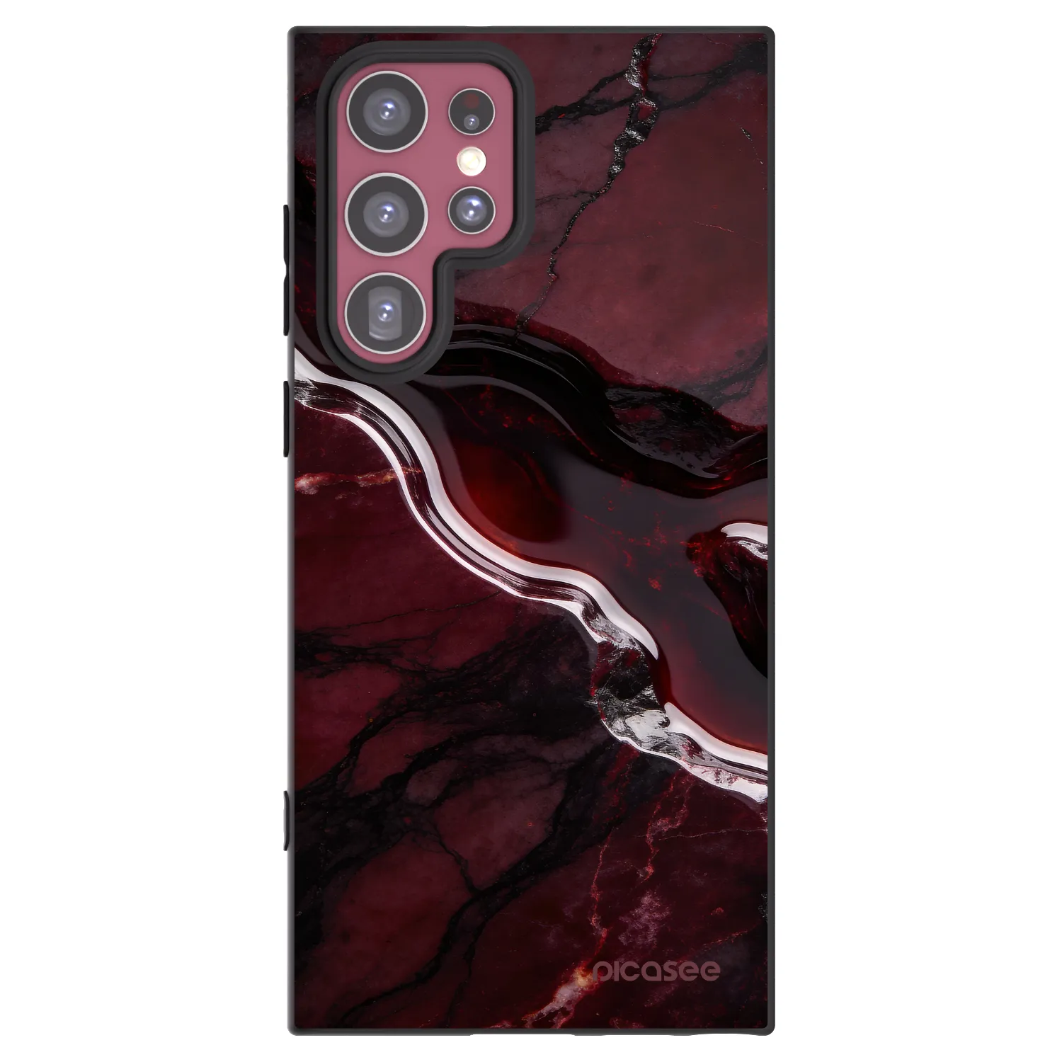 Picasee crna silikonska maskica za Samsung Galaxy S22 Ultra 5G - Cherry stone