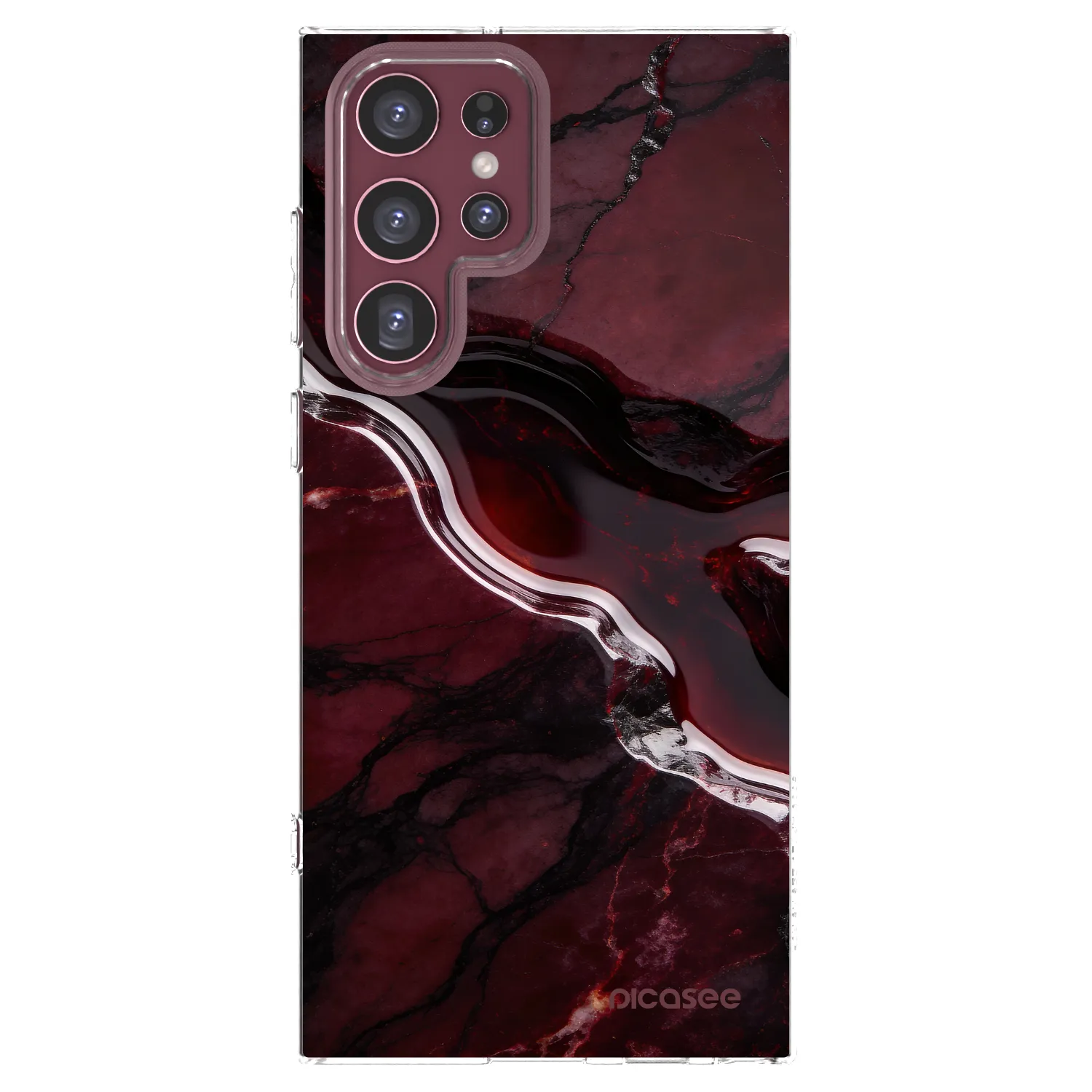Picasee silikonska prozirna maskica za Samsung Galaxy S22 Ultra 5G - Cherry stone