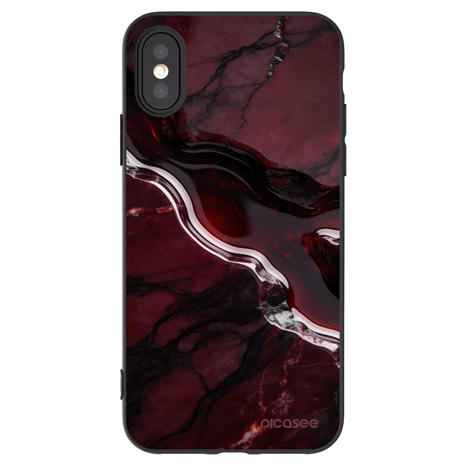 Picasee crna silikonska maskica za Apple iPhone X/XS - Cherry stone