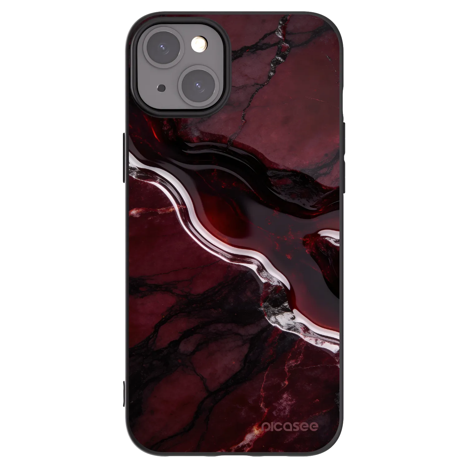 Picasee crna silikonska maskica za Apple iPhone 15 Plus - Cherry stone