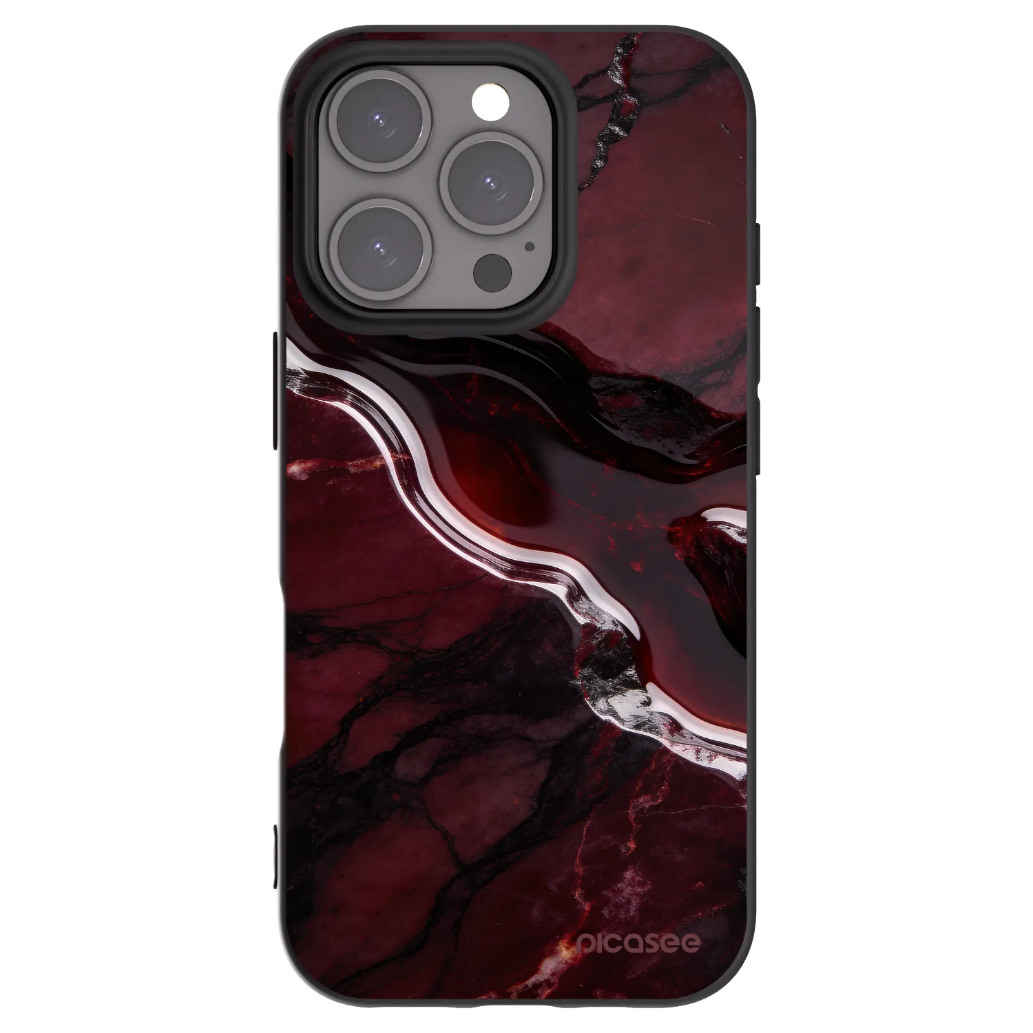 Picasee crna silikonska maskica za Apple iPhone 16 Pro - Cherry stone