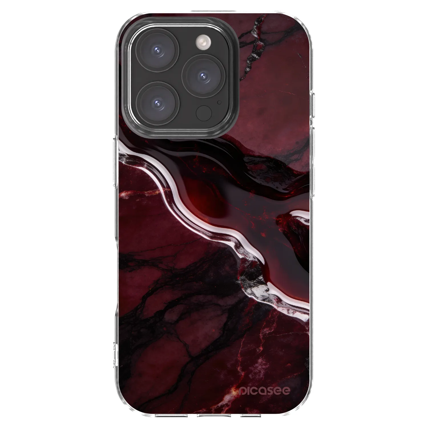 Picasee silikonska prozirna maskica za Apple iPhone 16 Pro - Cherry stone