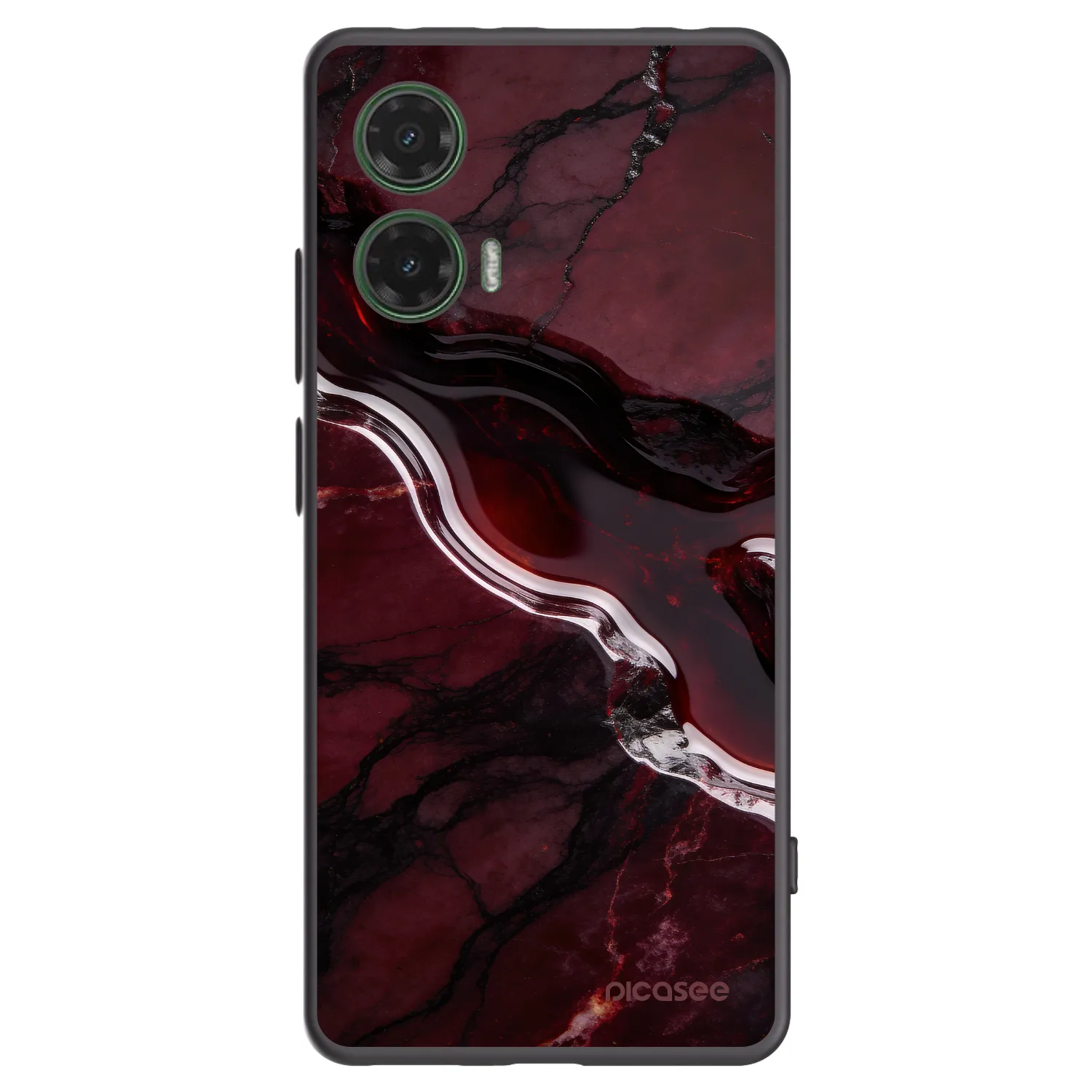 Picasee crna silikonska maskica za Motorola Moto G35 5G - Cherry stone