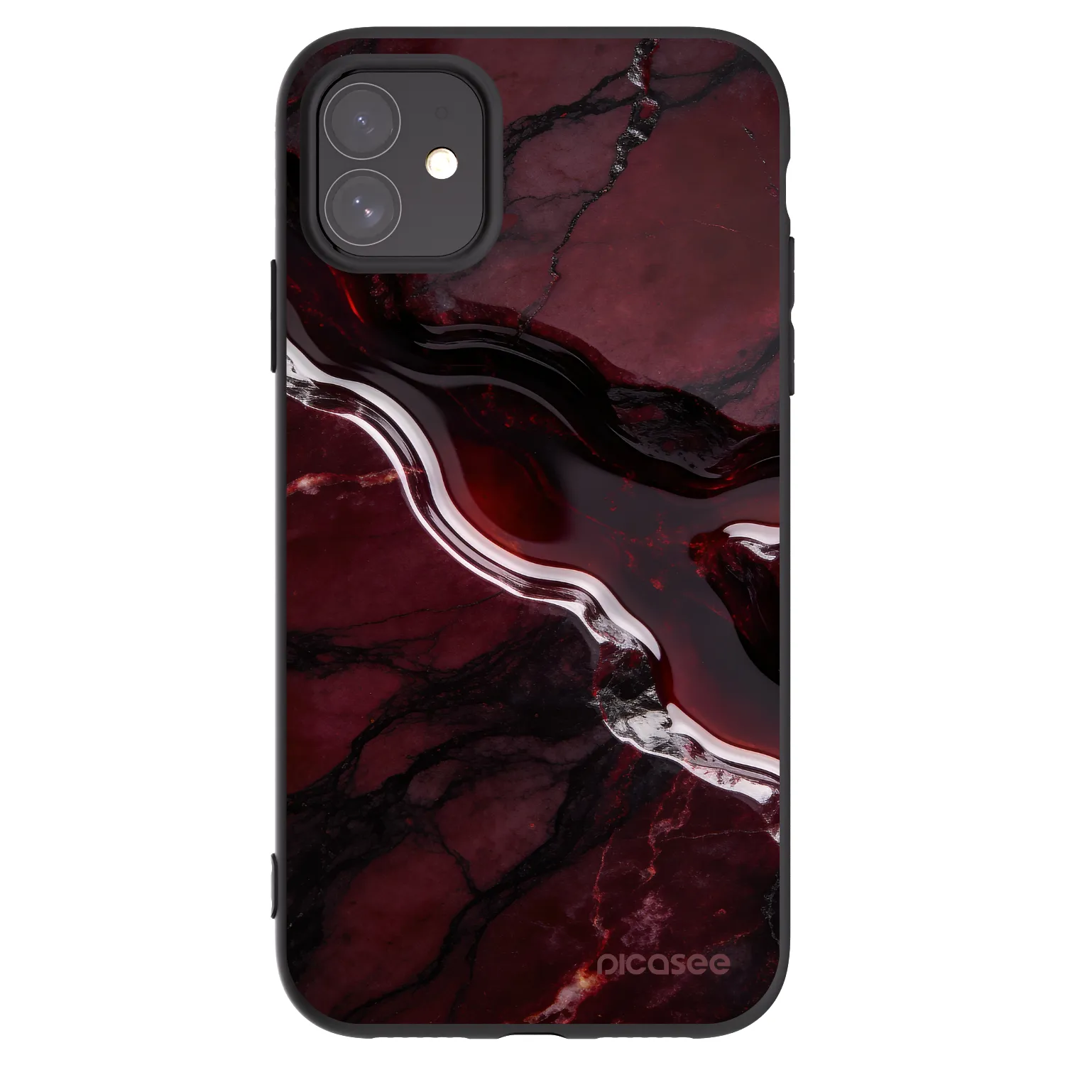 Picasee crna silikonska maskica za Apple iPhone 11 - Cherry stone