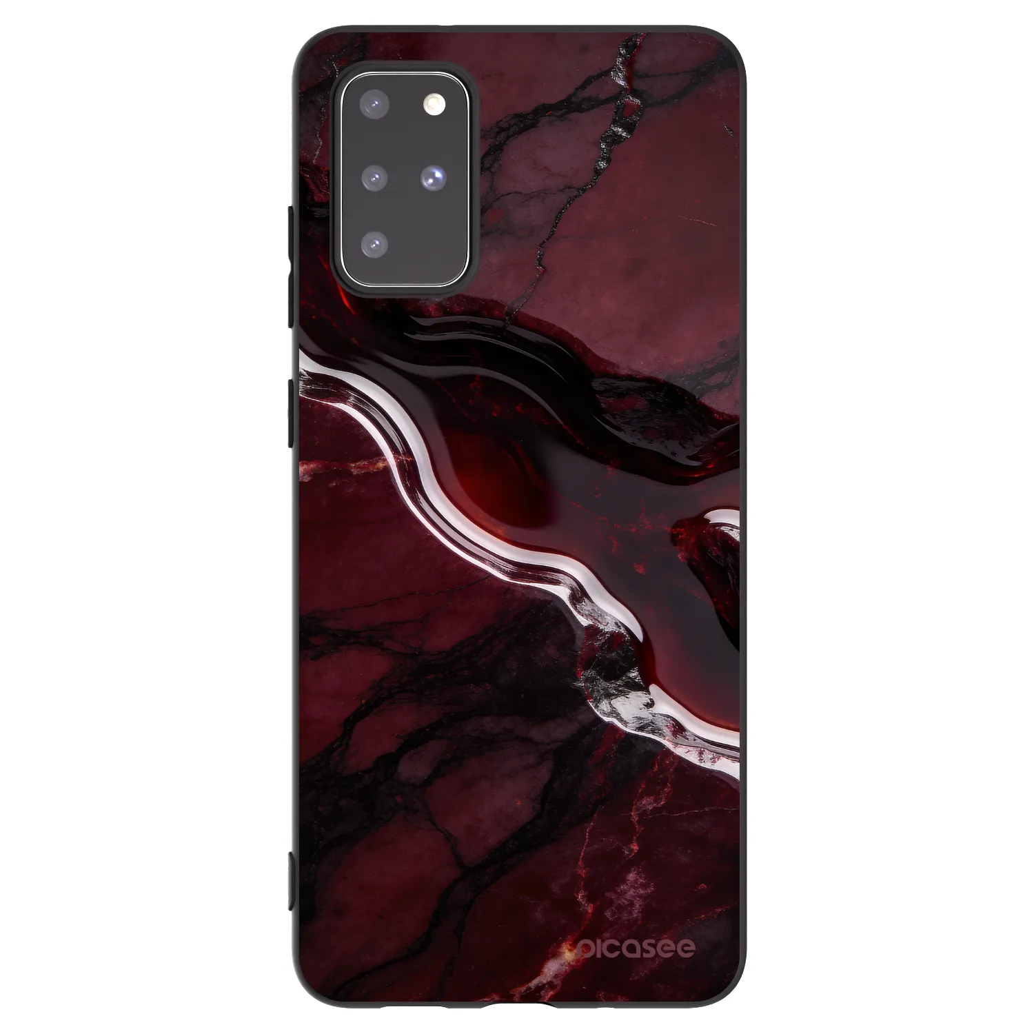 Picasee crna silikonska maskica za Samsung Galaxy S20+ G985F - Cherry stone