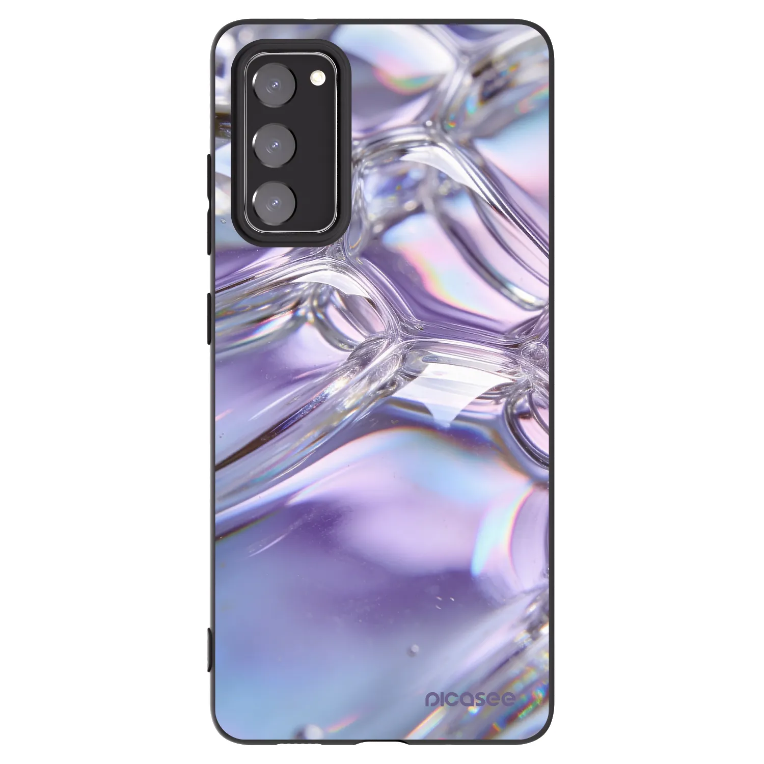 Picasee crna silikonska maskica za Samsung Galaxy S20 FE - Iridescent bubbles