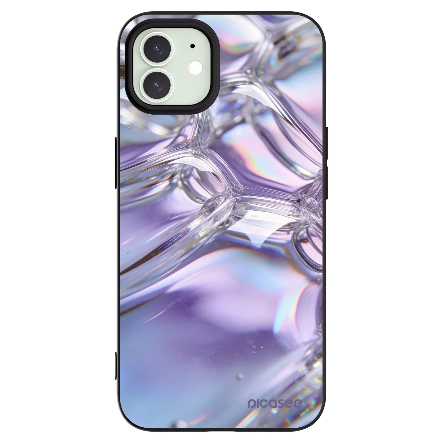 Picasee crna silikonska maskica za Apple iPhone 12 - Iridescent bubbles