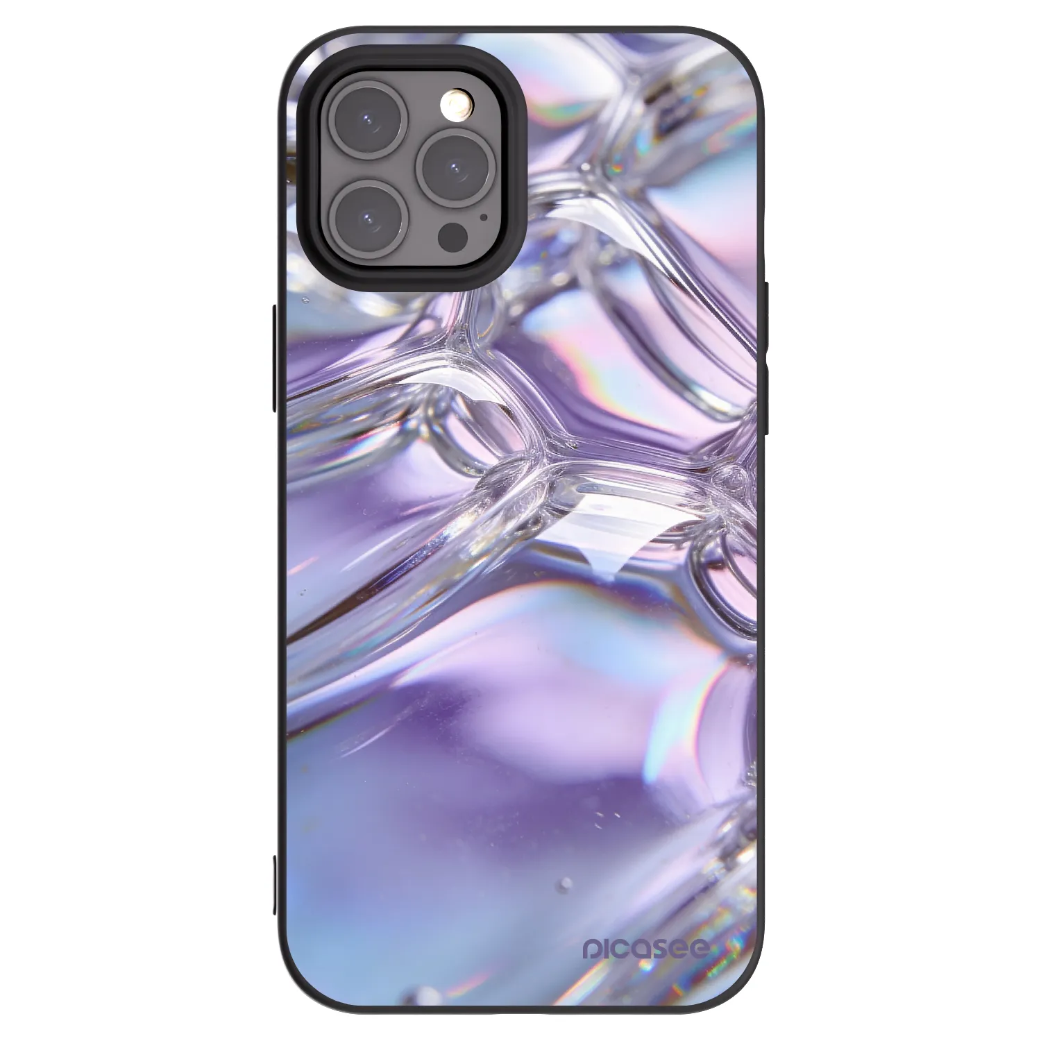 Picasee crna silikonska maskica za Apple iPhone 12 Pro Max - Iridescent bubbles