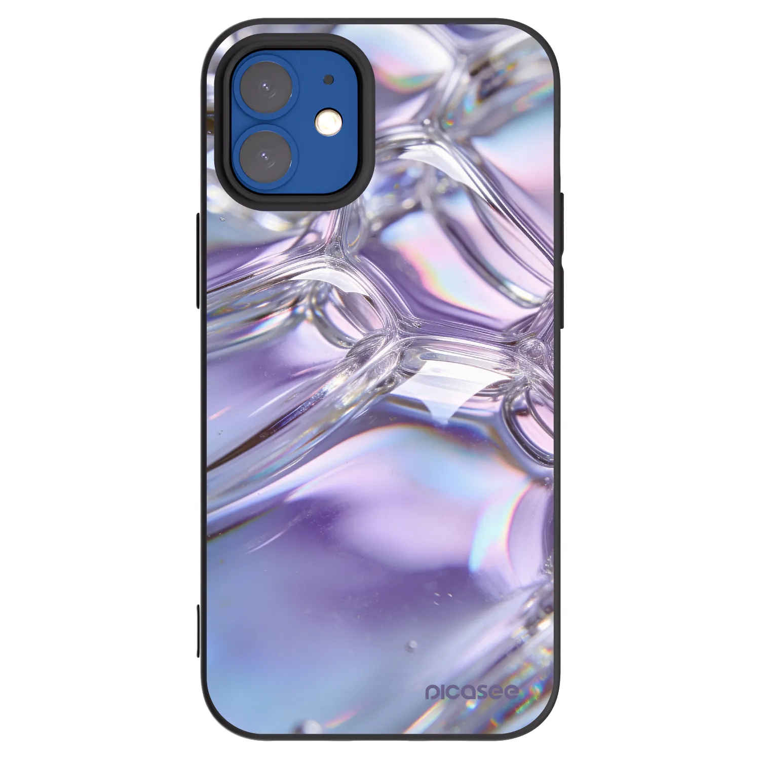 Picasee crna silikonska maskica za Apple iPhone 12 mini - Iridescent bubbles