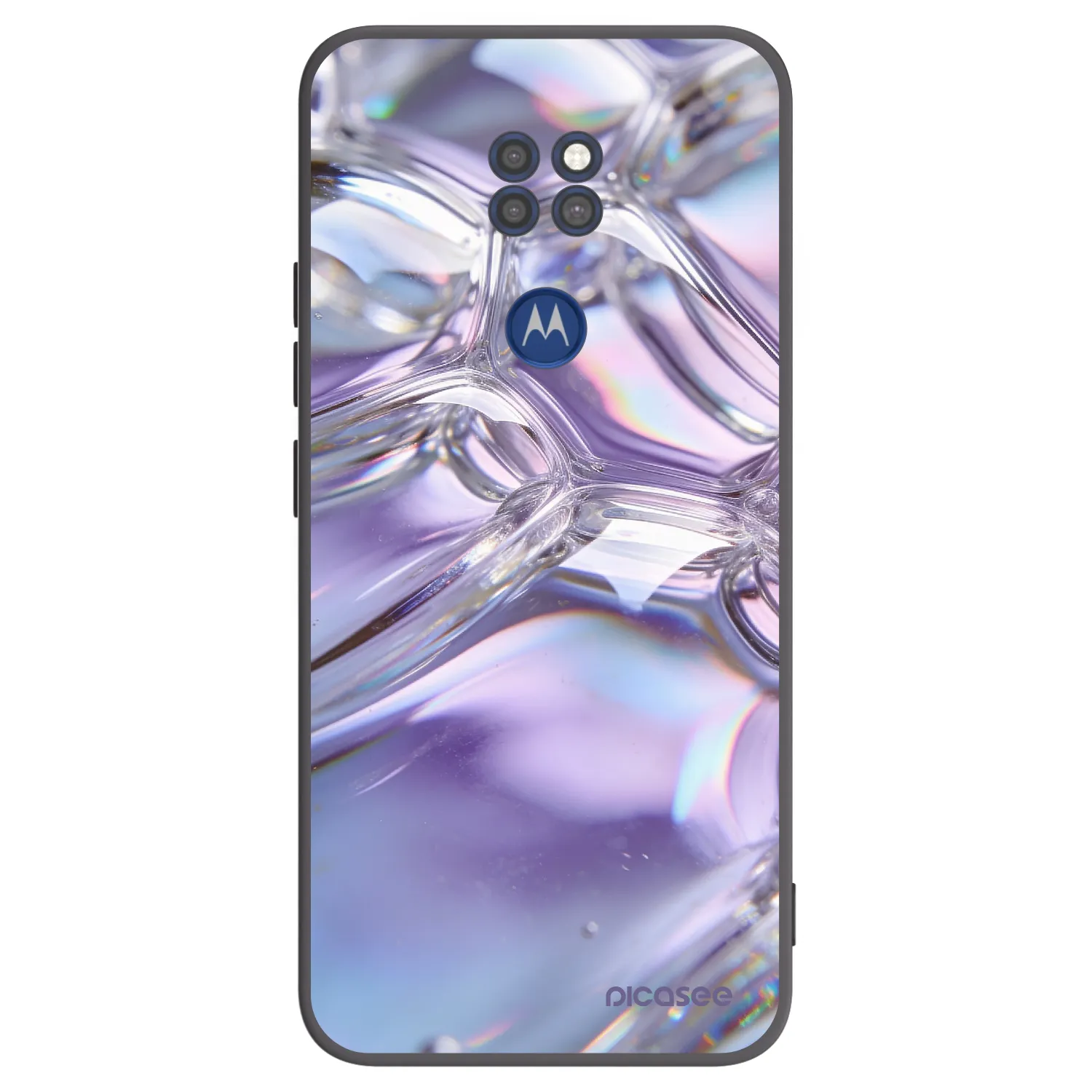 Picasee crna silikonska maskica za Motorola Moto G9 Play - Iridescent bubbles