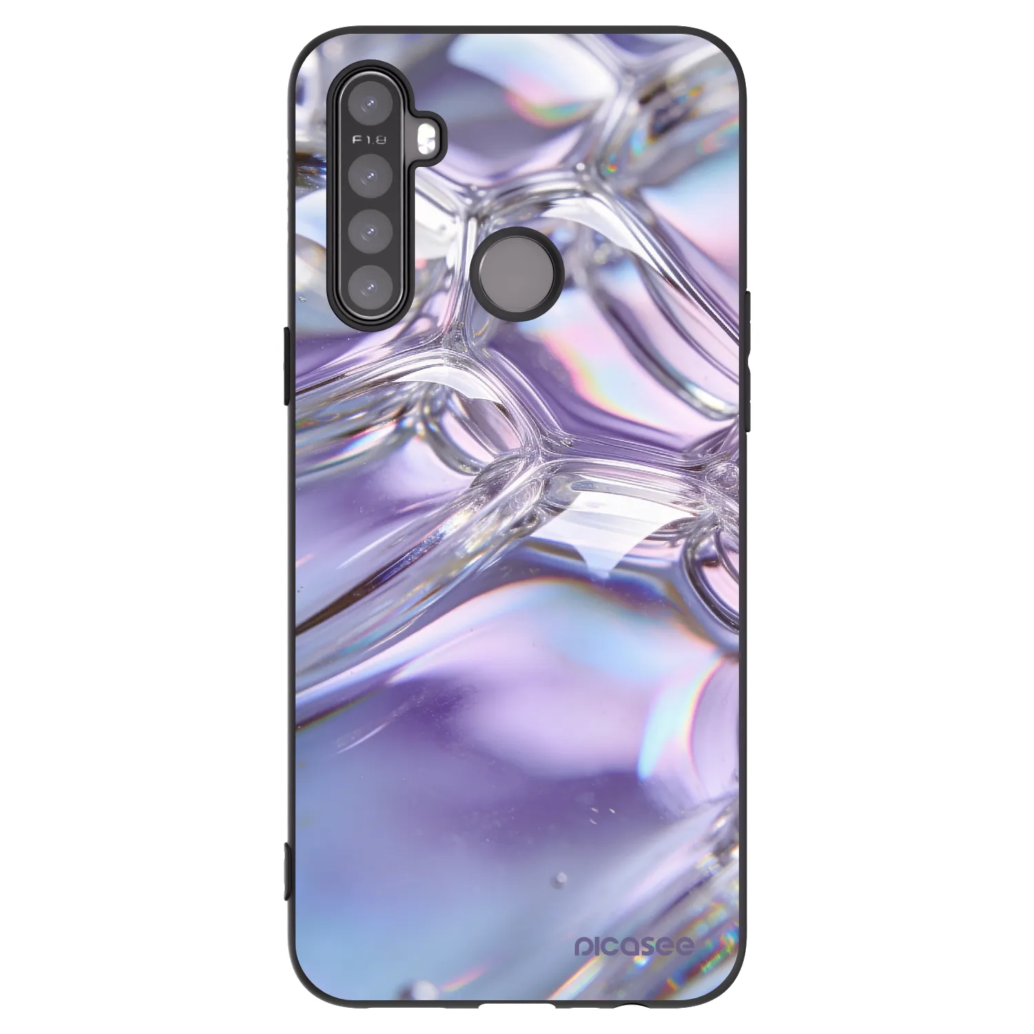 Picasee crna silikonska maskica za Realme 6i - Iridescent bubbles