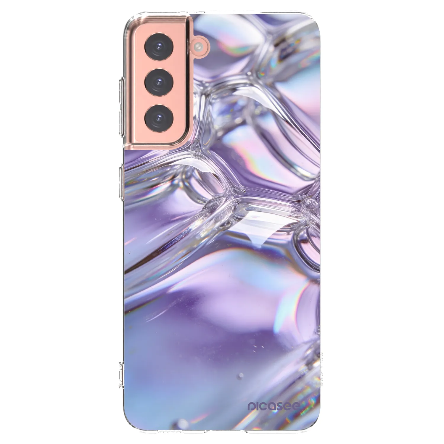 Picasee silikonska prozirna maskica za Samsung Galaxy S21 5G G991B - Iridescent bubbles