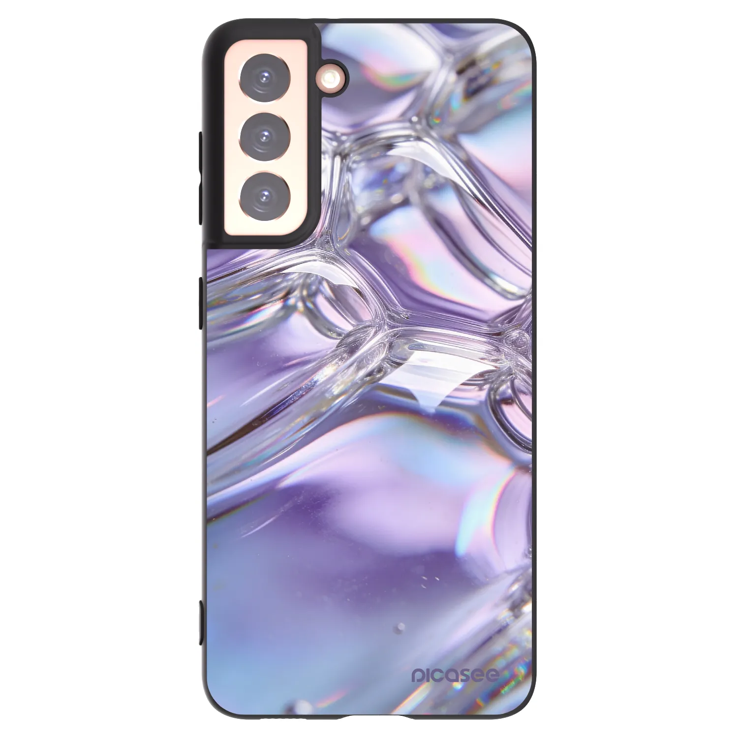 Picasee crna silikonska maskica za Samsung Galaxy S21 5G G991B - Iridescent bubbles