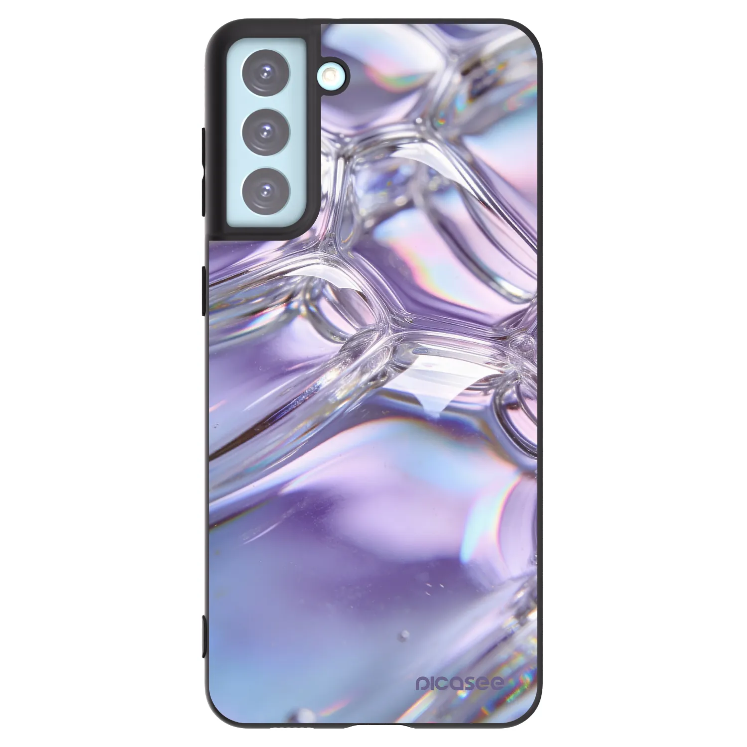 Picasee crna silikonska maskica za Samsung Galaxy S21+ 5G G996F - Iridescent bubbles
