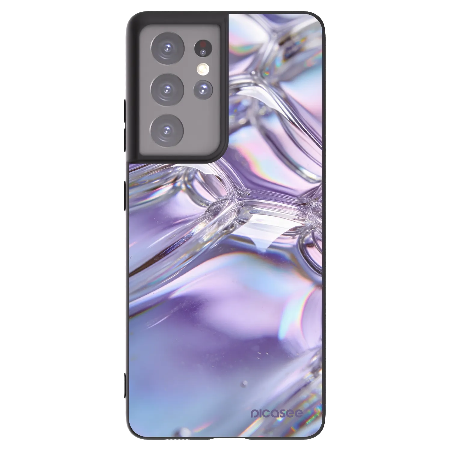 Picasee crna silikonska maskica za Samsung Galaxy S21 Ultra 5G G998B - Iridescent bubbles