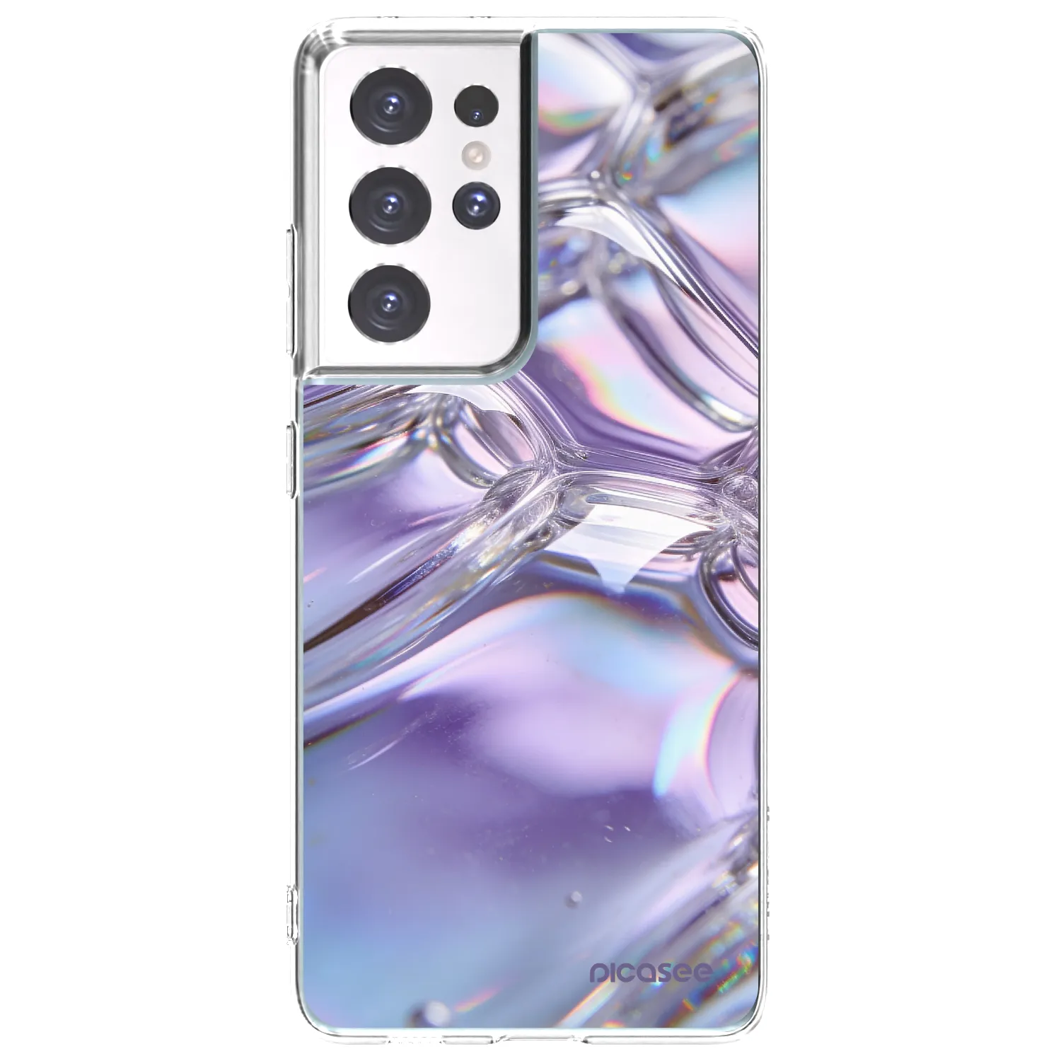Picasee silikonska prozirna maskica za Samsung Galaxy S21 Ultra 5G G998B - Iridescent bubbles