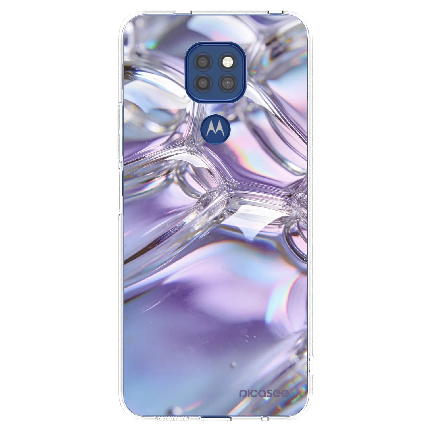 Picasee silikonska prozirna maskica za Motorola Moto G9 Play - Iridescent bubbles
