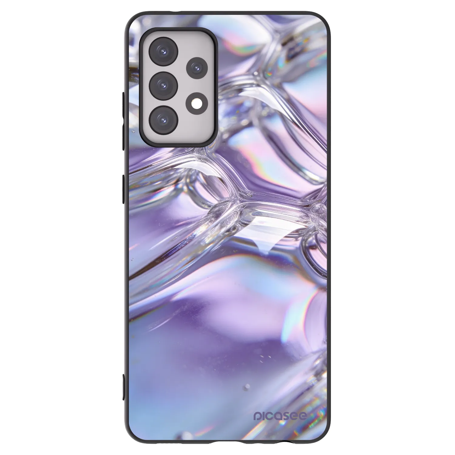 Picasee crna silikonska maskica za Samsung Galaxy A52 5G A525F - Iridescent bubbles
