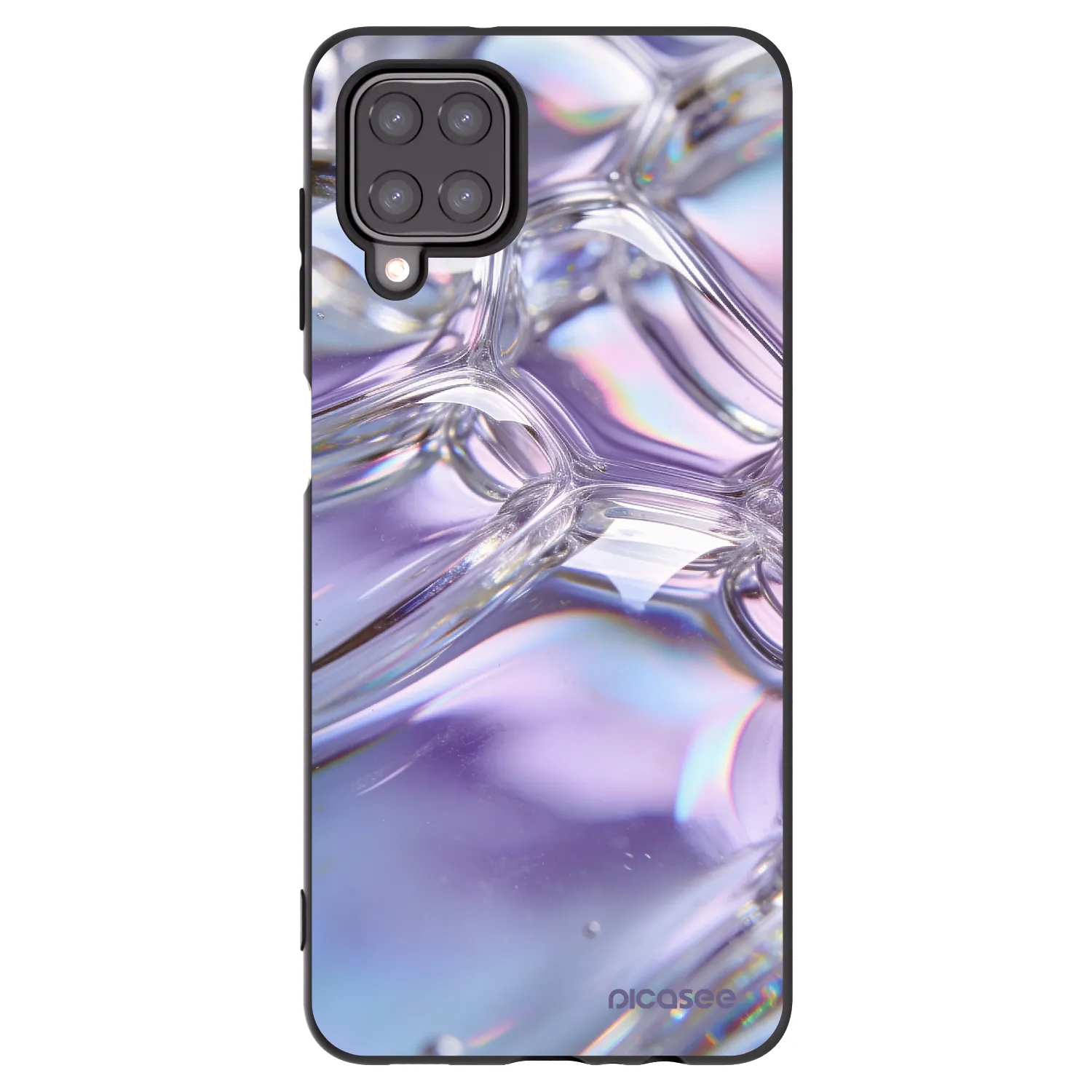 Picasee crna silikonska maskica za Samsung Galaxy M12 M127F - Iridescent bubbles